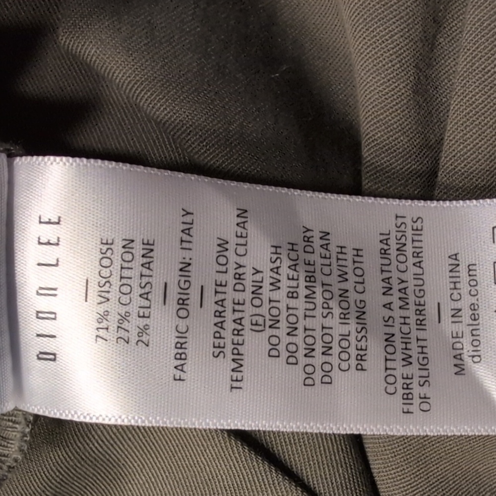 NWT Dion‎ Lee Cotton Viscose Gathered Tie Pant Slate Green Size 8 - Picture 14 of 14